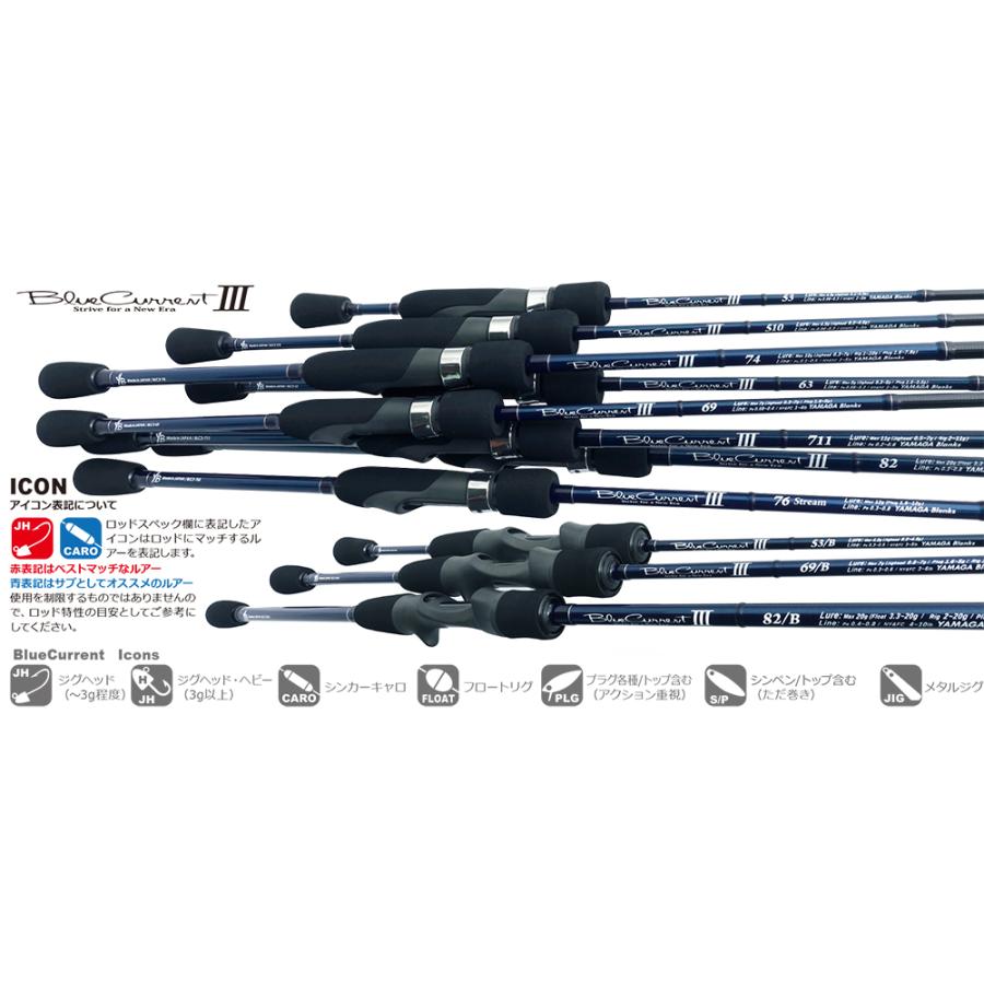 YAMAGA Blanks ヤマガブランクス BlueCurrent III 510 ブルーカレント ライトゲーム アジ メバル ロッドベルト&ステッカー付
